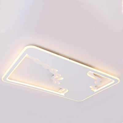 Modern Art Deco Wave Round Square Rectangle Acrylic Iron LED Flush Mount Ceiling Light For Living Room
