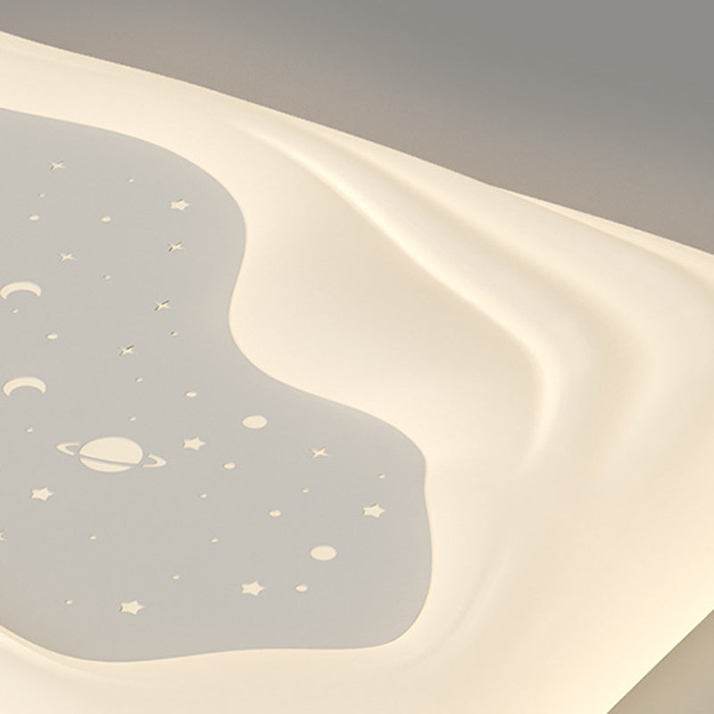 Modern Minimalist Cream Rectangle Round Square Star PE Iron LED Flush Mount Ceiling Light For Living Room