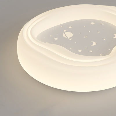 Modern Minimalist Cream Rectangle Round Square Star PE Iron LED Flush Mount Ceiling Light For Living Room