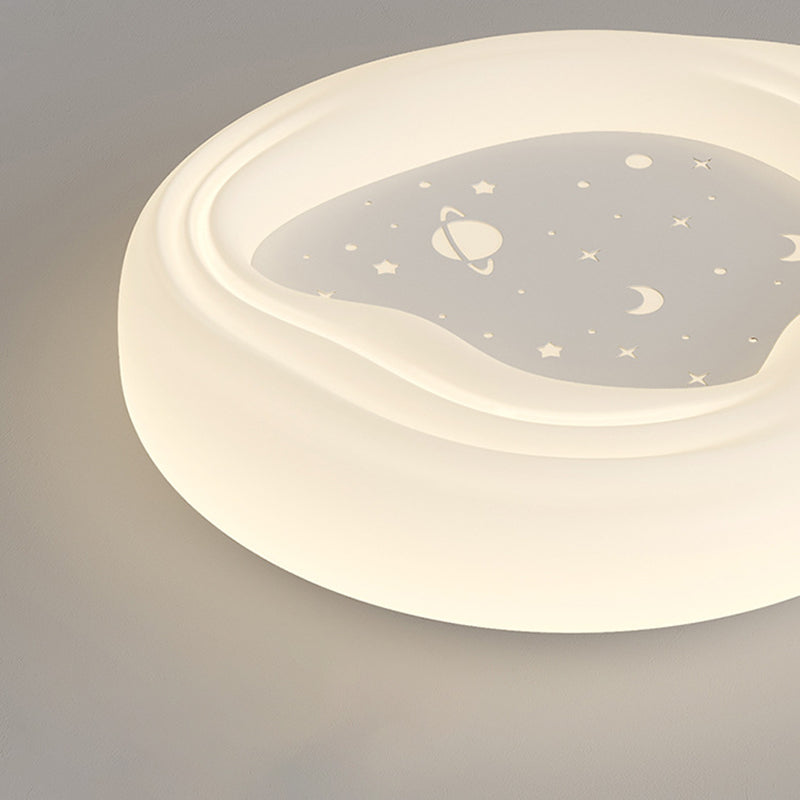 Modern Minimalist Cream Rectangle Round Square Star PE Iron LED Flush Mount Ceiling Light For Living Room
