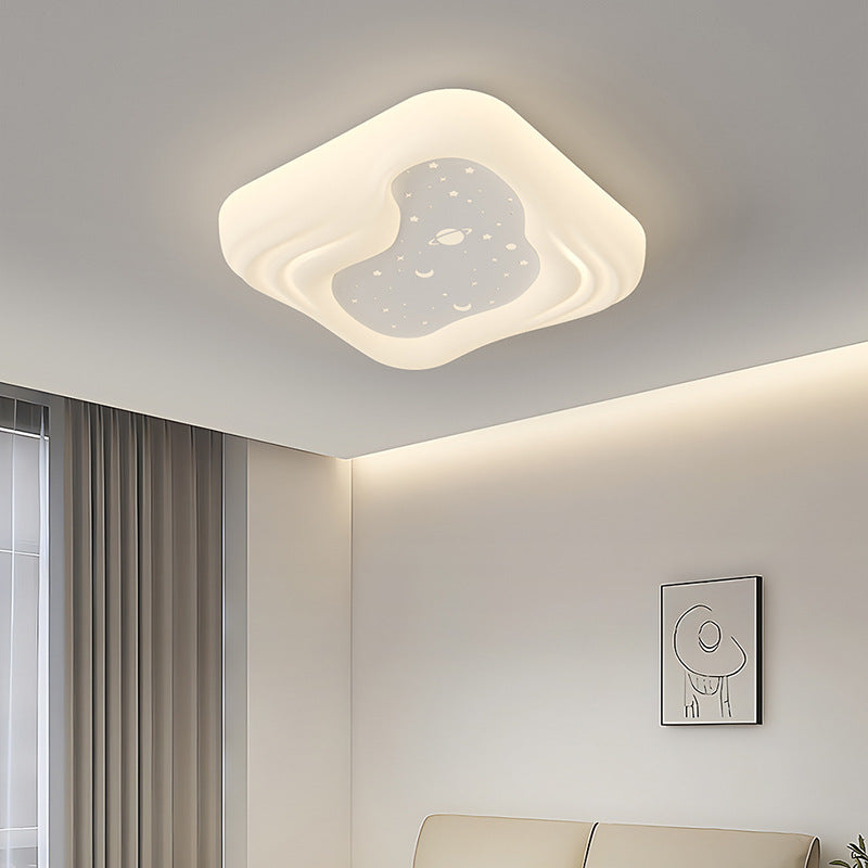 Plafonnier LED en fer PE moderne minimaliste crème rectangle rond carré étoile pour salon 