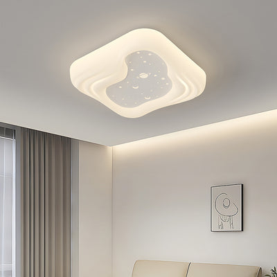 Modern Minimalist Cream Rectangle Round Square Star PE Iron LED Flush Mount Ceiling Light For Living Room