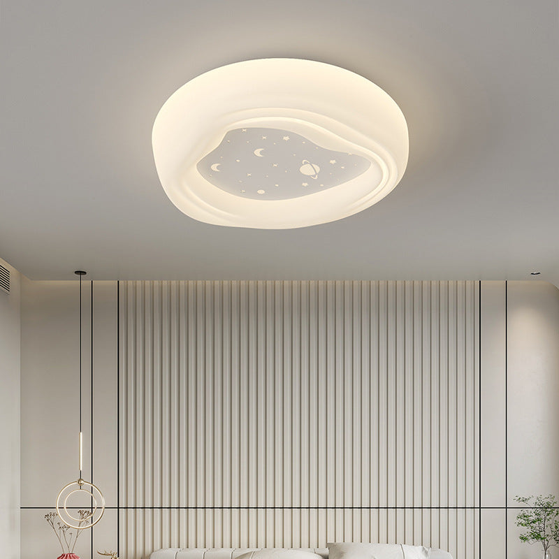 Modern Minimalist Cream Rectangle Round Square Star PE Iron LED Flush Mount Ceiling Light For Living Room