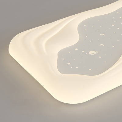 Modern Minimalist Cream Rectangle Round Square Star PE Iron LED Flush Mount Ceiling Light For Living Room