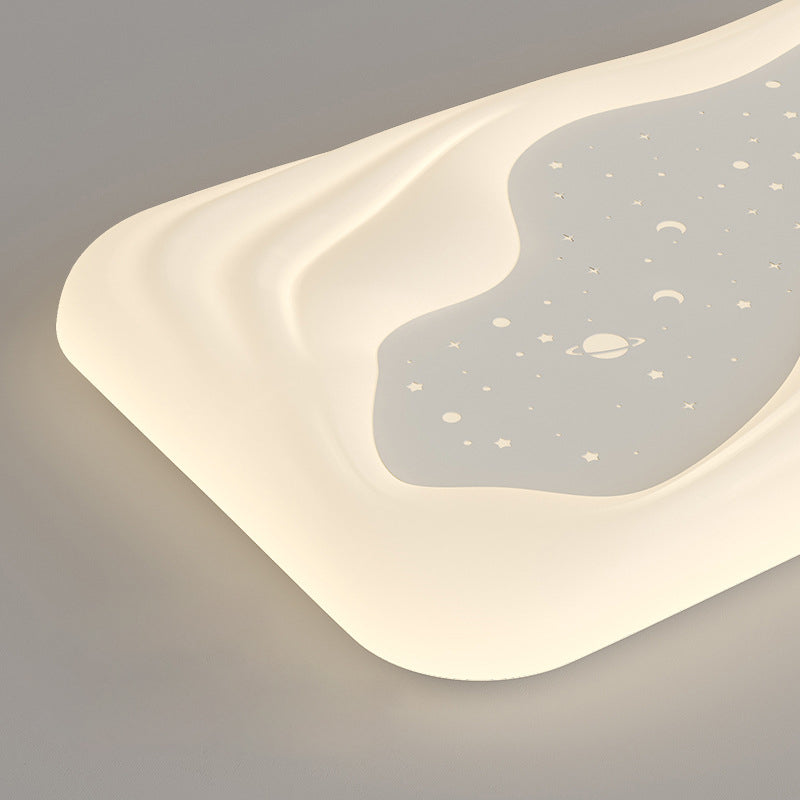 Modern Minimalist Cream Rectangle Round Square Star PE Iron LED Flush Mount Ceiling Light For Living Room