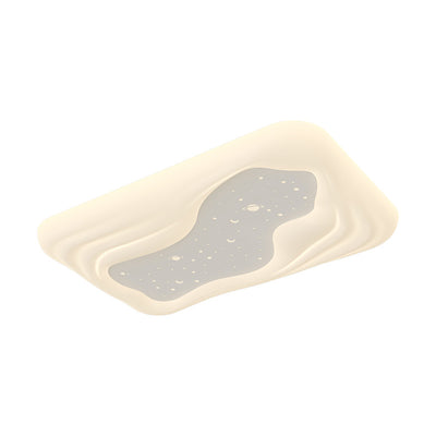 Modern Minimalist Cream Rectangle Round Square Star PE Iron LED Flush Mount Ceiling Light For Living Room
