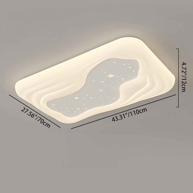 Modern Minimalist Cream Rectangle Round Square Star PE Iron LED Flush Mount Ceiling Light For Living Room