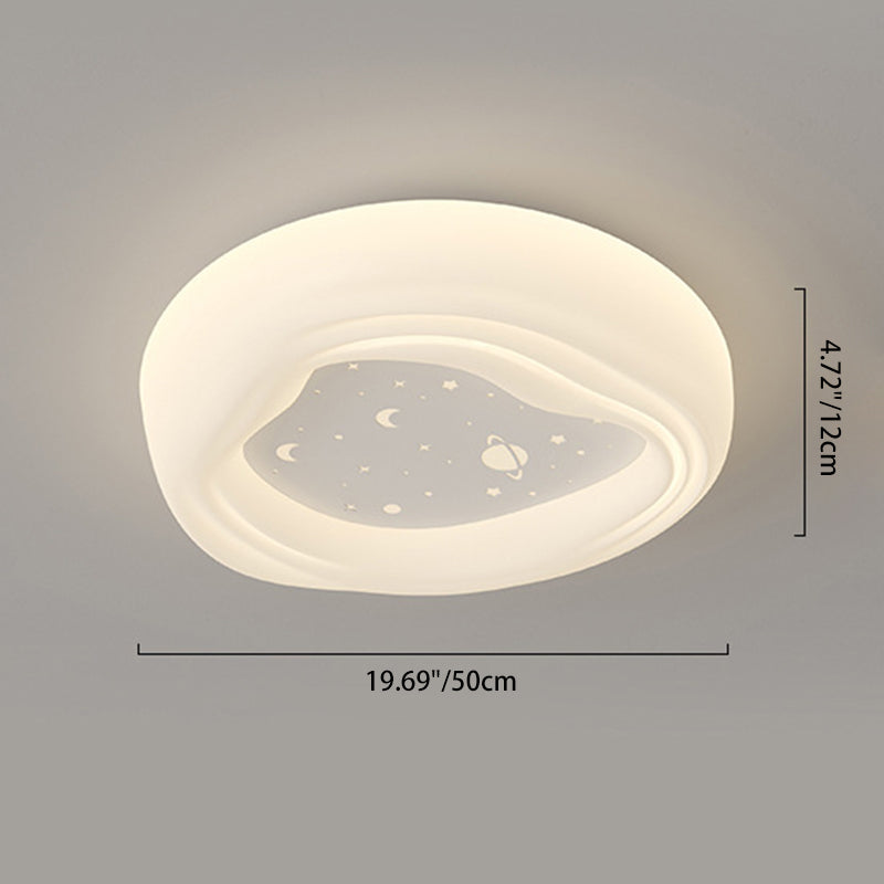 Modern Minimalist Cream Rectangle Round Square Star PE Iron LED Flush Mount Ceiling Light For Living Room