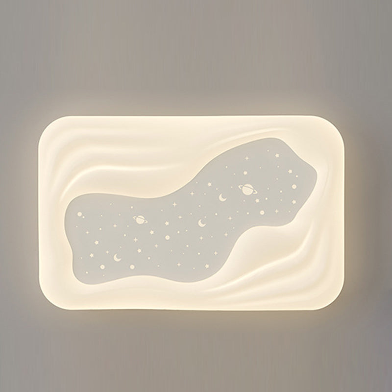 Modern Minimalist Cream Rectangle Round Square Star PE Iron LED Flush Mount Ceiling Light For Living Room