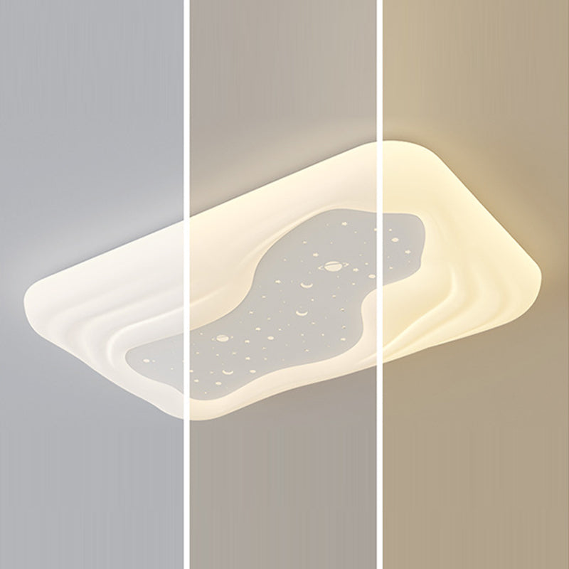 Modern Minimalist Cream Rectangle Round Square Star PE Iron LED Flush Mount Ceiling Light For Living Room