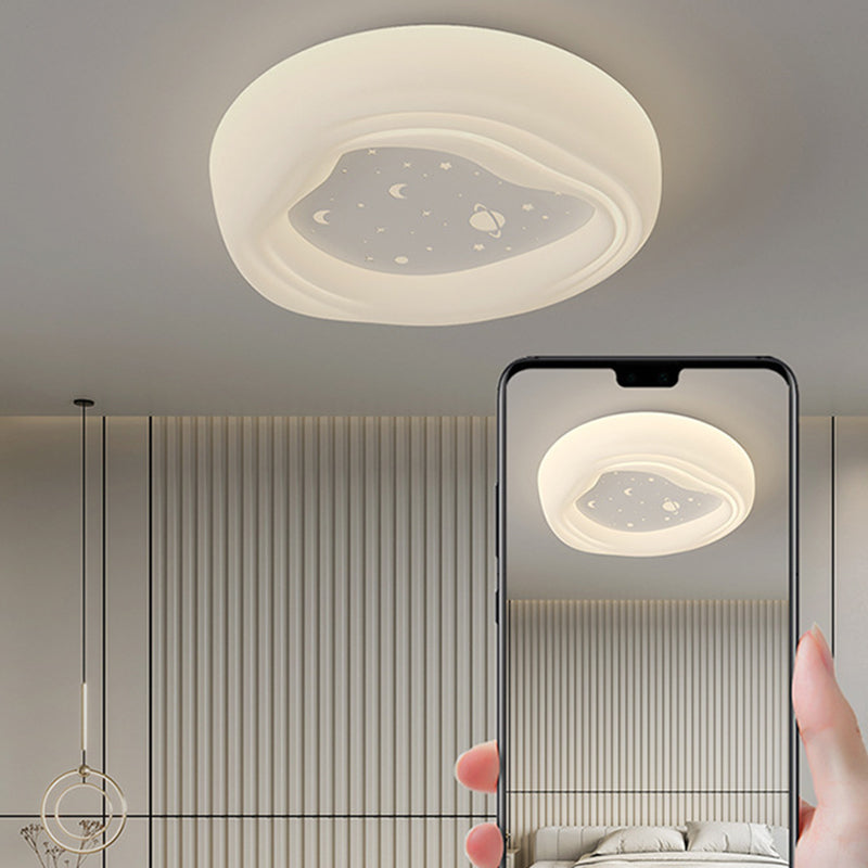Modern Minimalist Cream Rectangle Round Square Star PE Iron LED Flush Mount Ceiling Light For Living Room