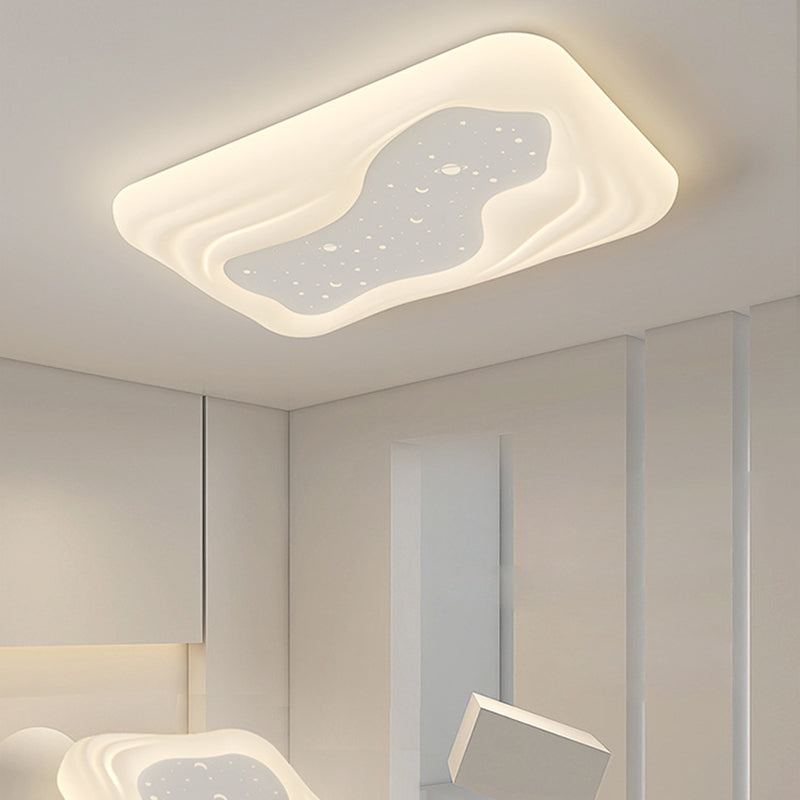 Modern Minimalist Cream Rectangle Round Square Star PE Iron LED Flush Mount Ceiling Light For Living Room