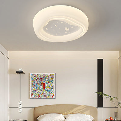 Modern Minimalist Cream Rectangle Round Square Star PE Iron LED Flush Mount Ceiling Light For Living Room