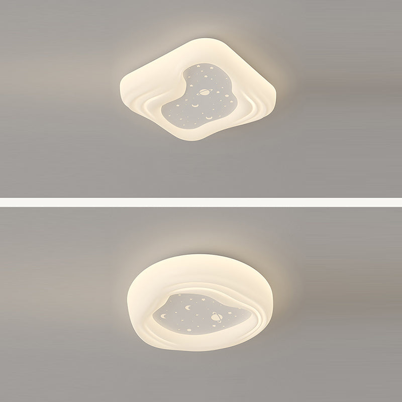 Modern Minimalist Cream Rectangle Round Square Star PE Iron LED Flush Mount Ceiling Light For Living Room
