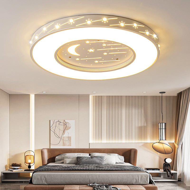 Modern Minimalist Shooting Star Begonia Flower Round Flower Acrylic Iron LED Flush Mount Ceiling Light For Living Room