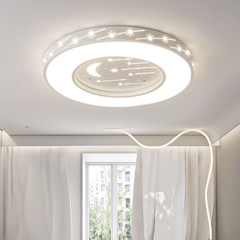 Modern Minimalist Shooting Star Begonia Flower Round Flower Acrylic Iron LED Flush Mount Ceiling Light For Living Room