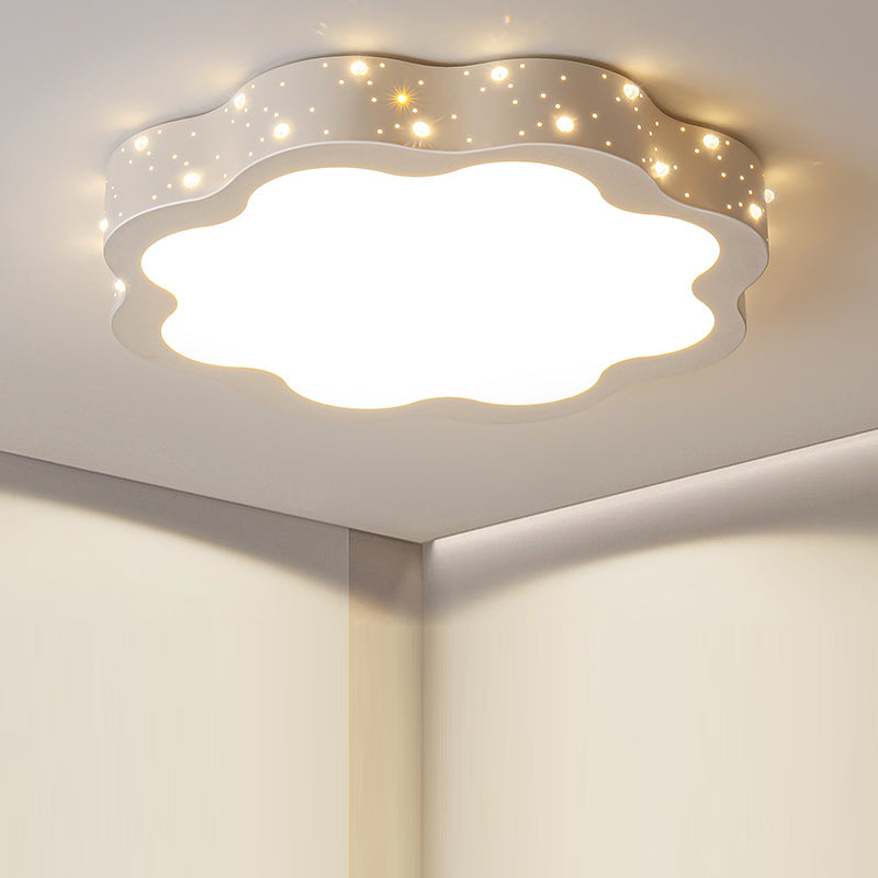 Modern Minimalist Shooting Star Begonia Flower Round Flower Acrylic Iron LED Flush Mount Ceiling Light For Living Room