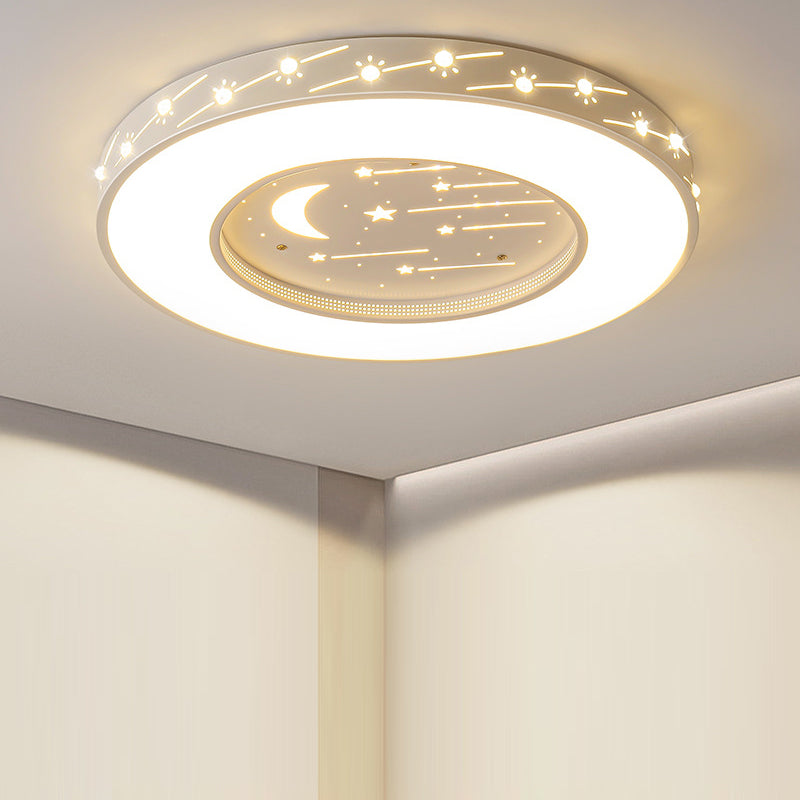 Modern Minimalist Shooting Star Begonia Flower Round Flower Acrylic Iron LED Flush Mount Ceiling Light For Living Room