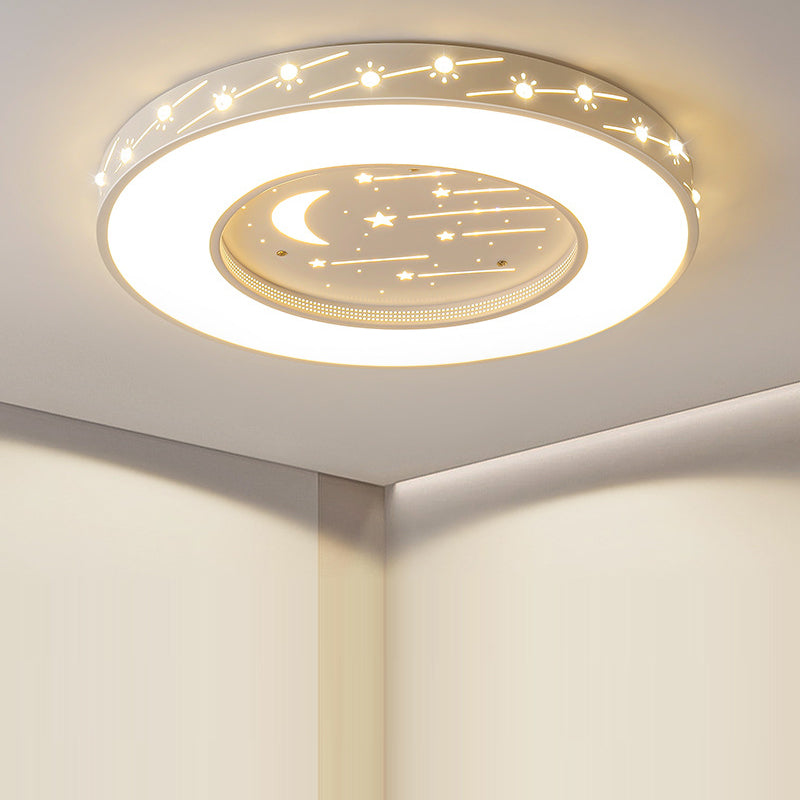 Modern Minimalist Shooting Star Begonia Flower Round Flower Acrylic Iron LED Flush Mount Ceiling Light For Living Room