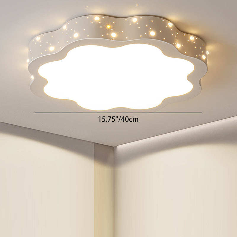 Modern Minimalist Shooting Star Begonia Flower Round Flower Acrylic Iron LED Flush Mount Ceiling Light For Living Room