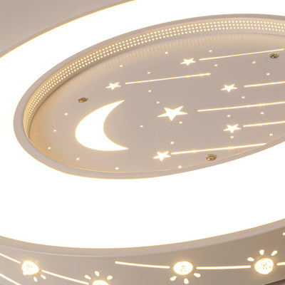 Modern Minimalist Shooting Star Begonia Flower Round Flower Acrylic Iron LED Flush Mount Ceiling Light For Living Room