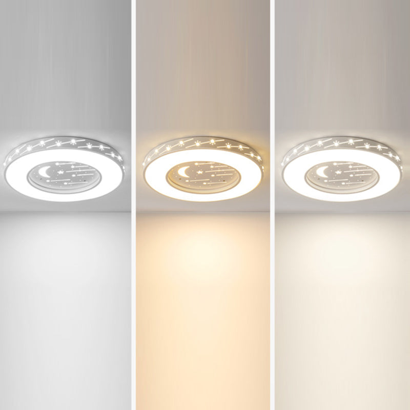 Modern Minimalist Shooting Star Begonia Flower Round Flower Acrylic Iron LED Flush Mount Ceiling Light For Living Room