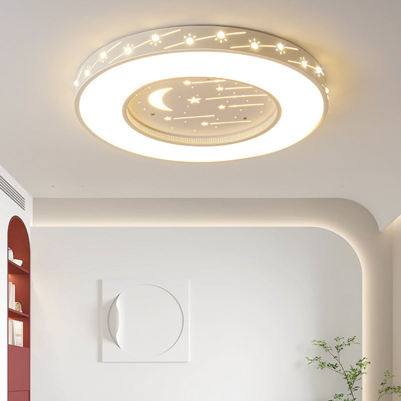 Modern Minimalist Shooting Star Begonia Flower Round Flower Acrylic Iron LED Flush Mount Ceiling Light For Living Room