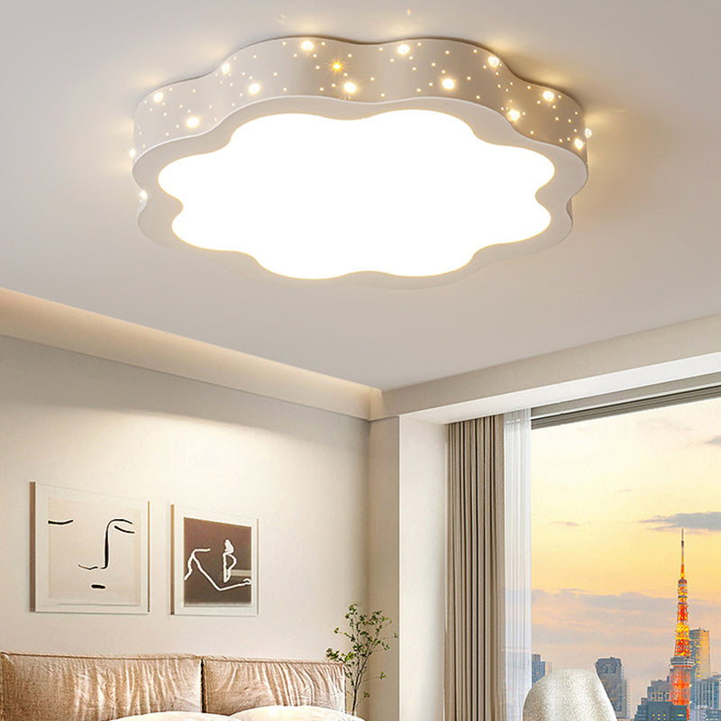 Modern Minimalist Shooting Star Begonia Flower Round Flower Acrylic Iron LED Flush Mount Ceiling Light For Living Room