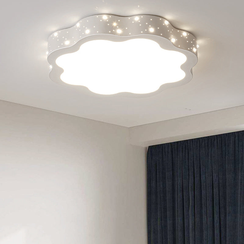 Modern Minimalist Shooting Star Begonia Flower Round Flower Acrylic Iron LED Flush Mount Ceiling Light For Living Room