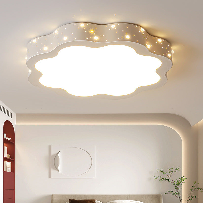 Modern Minimalist Shooting Star Begonia Flower Round Flower Acrylic Iron LED Flush Mount Ceiling Light For Living Room