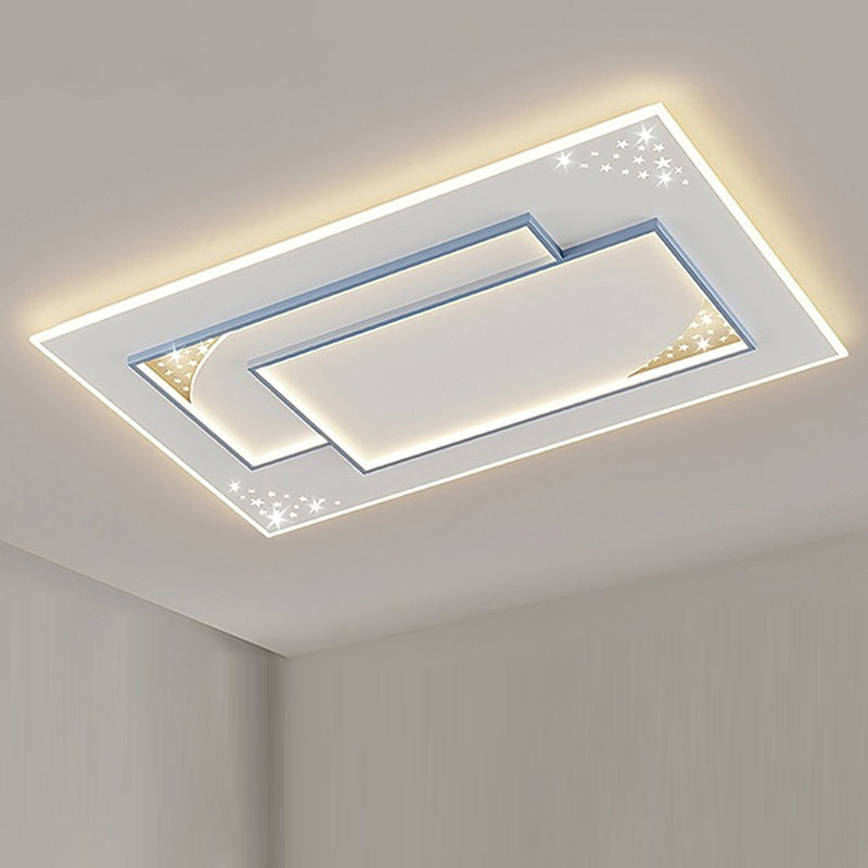 Modern Minimalist Oval Round Square Rectangle Acrylic Iron LED Flush Mount Ceiling Light For Living Room