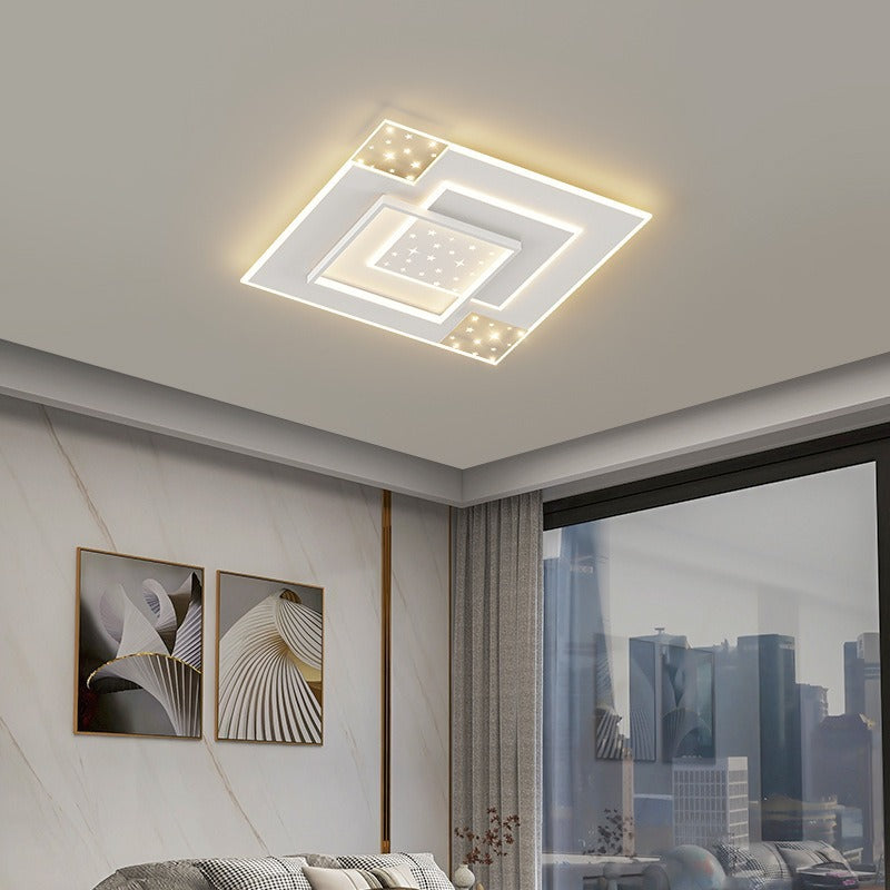 Modern Minimalist Oval Round Square Rectangle Acrylic Iron LED Flush Mount Ceiling Light For Living Room
