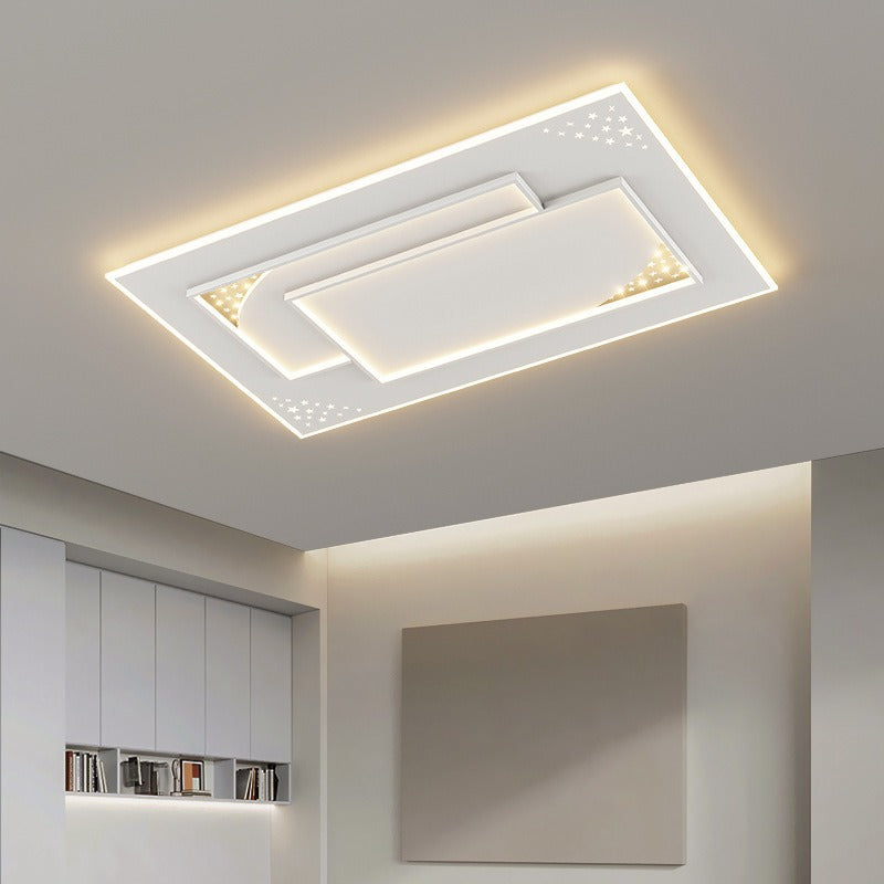 Modern Minimalist Oval Round Square Rectangle Acrylic Iron LED Flush Mount Ceiling Light For Living Room