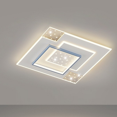 Modern Minimalist Oval Round Square Rectangle Acrylic Iron LED Flush Mount Ceiling Light For Living Room