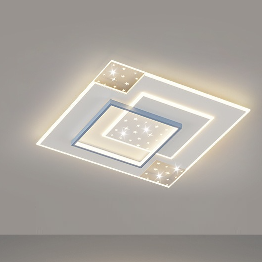 Modern Minimalist Oval Round Square Rectangle Acrylic Iron LED Flush Mount Ceiling Light For Living Room
