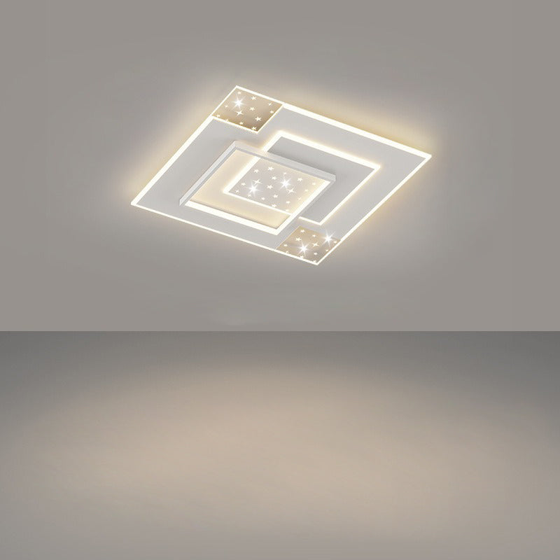 Modern Minimalist Oval Round Square Rectangle Acrylic Iron LED Flush Mount Ceiling Light For Living Room