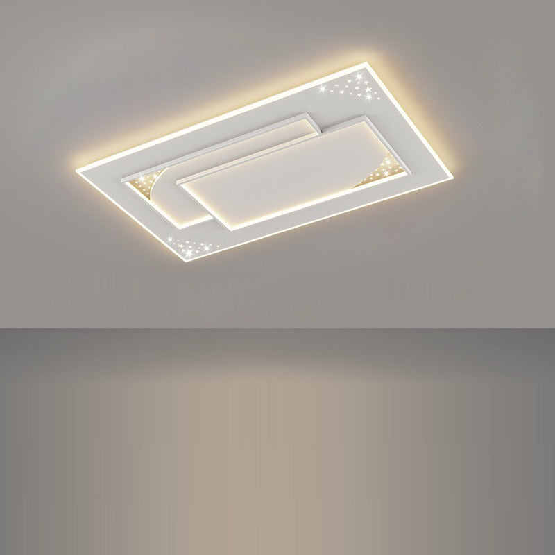 Modern Minimalist Oval Round Square Rectangle Acrylic Iron LED Flush Mount Ceiling Light For Living Room