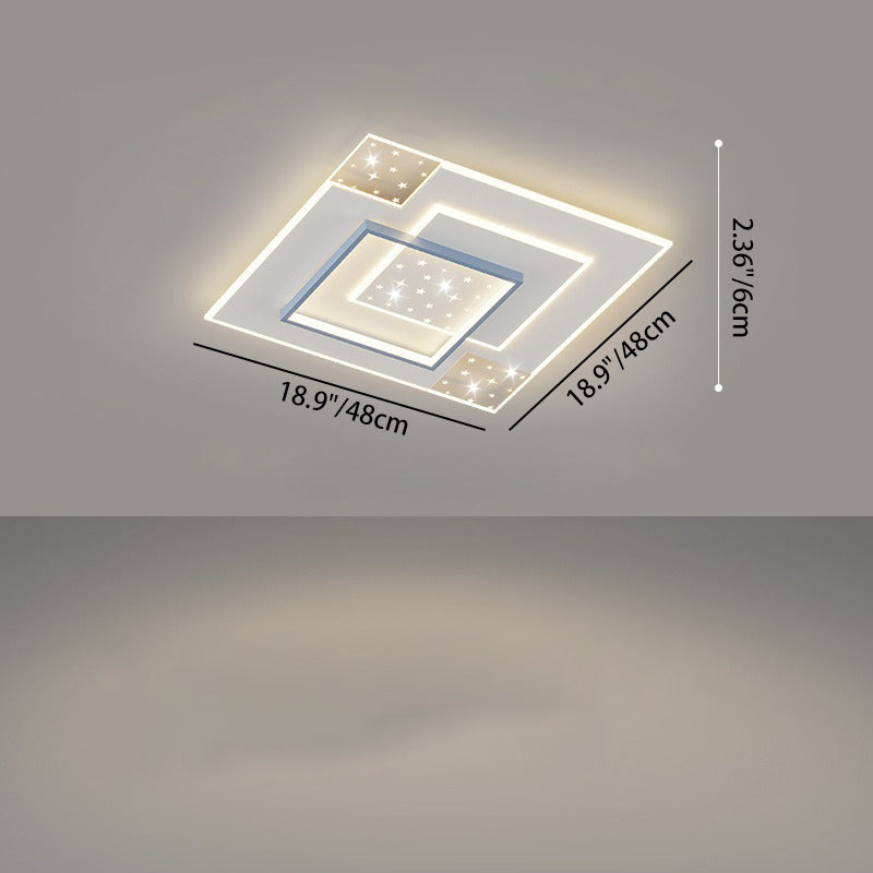 Modern Minimalist Oval Round Square Rectangle Acrylic Iron LED Flush Mount Ceiling Light For Living Room