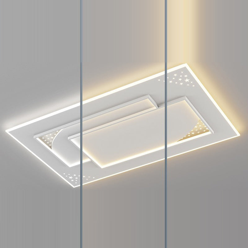 Modern Minimalist Oval Round Square Rectangle Acrylic Iron LED Flush Mount Ceiling Light For Living Room