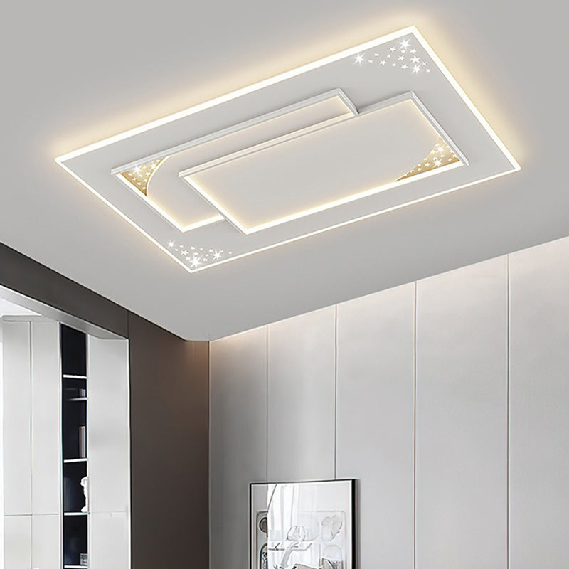 Modern Minimalist Oval Round Square Rectangle Acrylic Iron LED Flush Mount Ceiling Light For Living Room