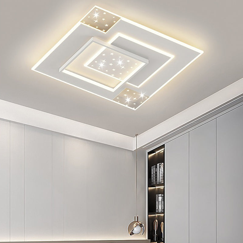 Modern Minimalist Oval Round Square Rectangle Acrylic Iron LED Flush Mount Ceiling Light For Living Room