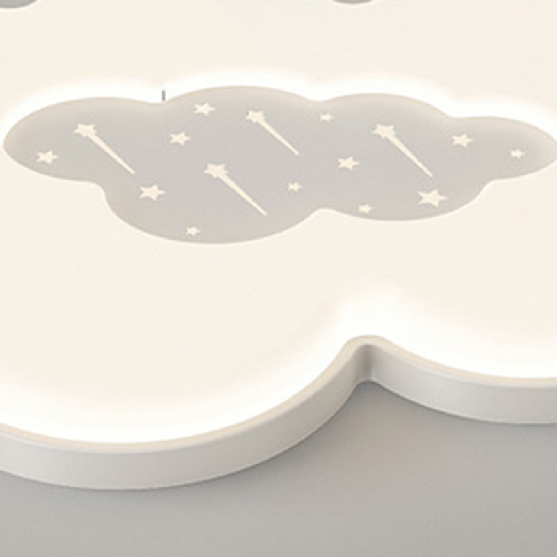 Modern Minimalist Creamy Clouds Round Rectangle Acrylic Iron LED Flush Mount Ceiling Light For Living Room