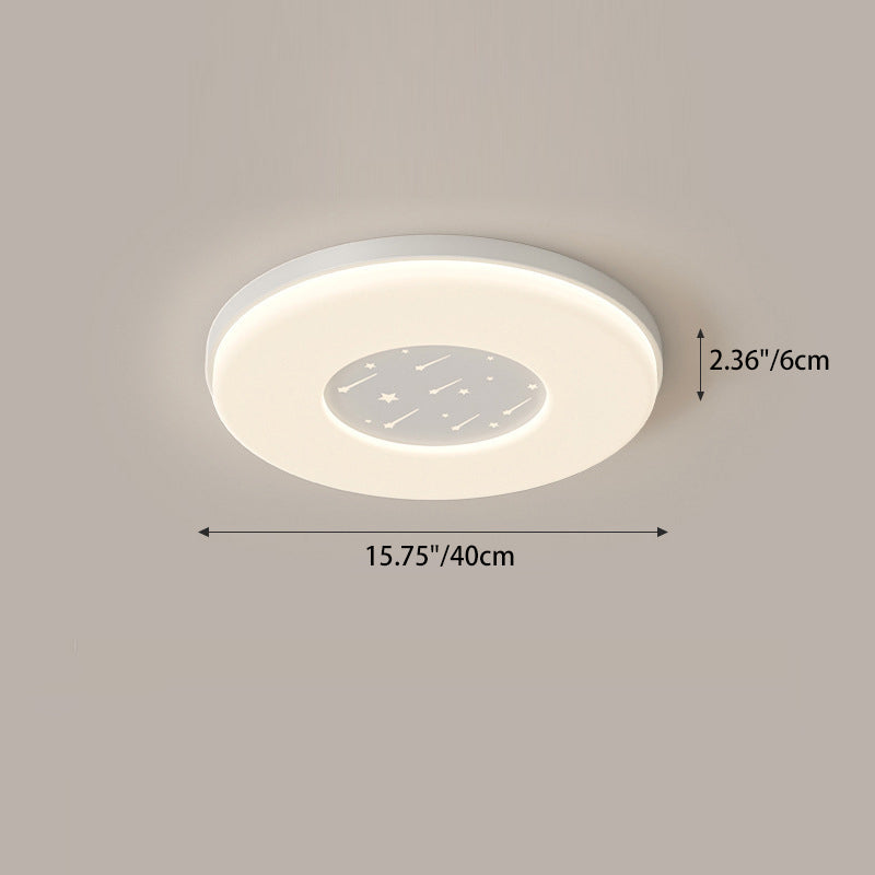 Modern Minimalist Creamy Clouds Round Rectangle Acrylic Iron LED Flush Mount Ceiling Light For Living Room