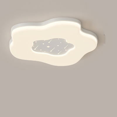 Modern Minimalist Creamy Clouds Round Rectangle Acrylic Iron LED Flush Mount Ceiling Light For Living Room