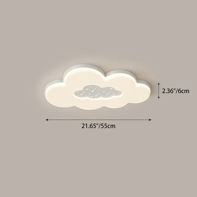 Modern Minimalist Creamy Clouds Round Rectangle Acrylic Iron LED Flush Mount Ceiling Light For Living Room