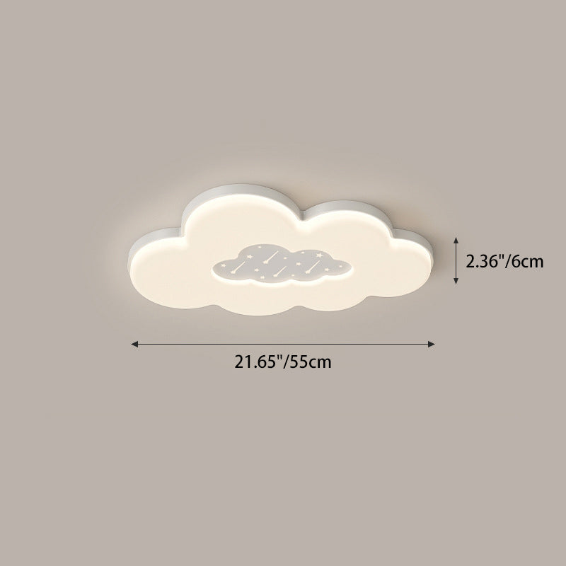 Modern Minimalist Creamy Clouds Round Rectangle Acrylic Iron LED Flush Mount Ceiling Light For Living Room