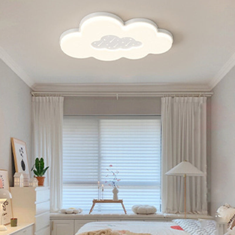 Modern Minimalist Creamy Clouds Round Rectangle Acrylic Iron LED Flush Mount Ceiling Light For Living Room