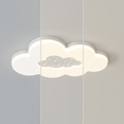 Modern Minimalist Creamy Clouds Round Rectangle Acrylic Iron LED Flush Mount Ceiling Light For Living Room