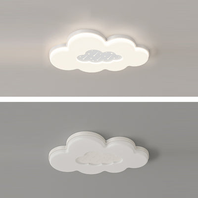 Modern Minimalist Creamy Clouds Round Rectangle Acrylic Iron LED Flush Mount Ceiling Light For Living Room