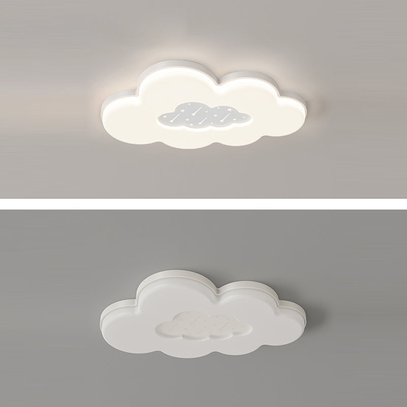 Modern Minimalist Creamy Clouds Round Rectangle Acrylic Iron LED Flush Mount Ceiling Light For Living Room